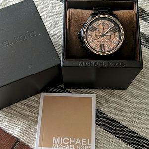 Michael Kors black and rose gold watch